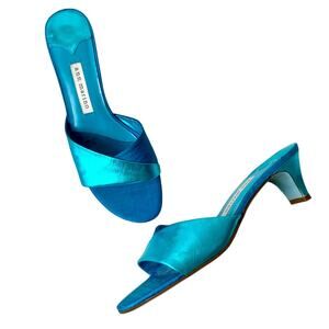 Ann Marino Blue Vintage Patchwork Leather Heels